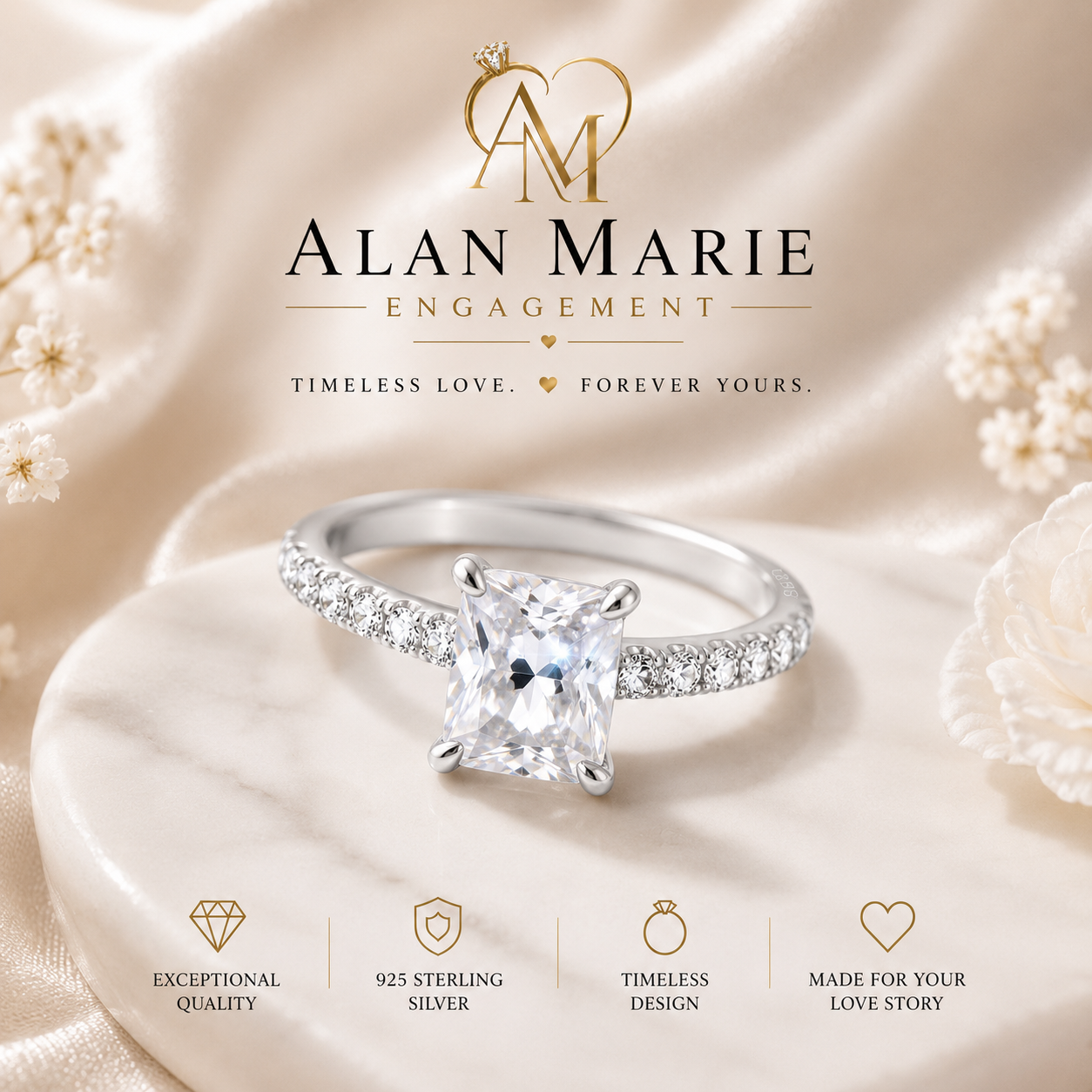 Radiant Emerald-Cut Moissanite Engagement Ring