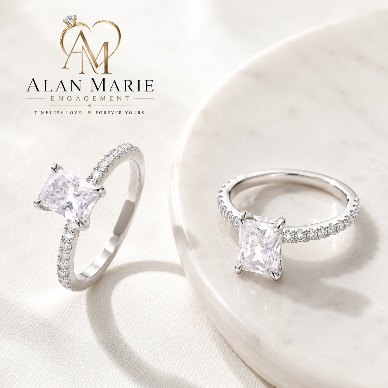 Radiant Emerald-Cut Moissanite Engagement Ring